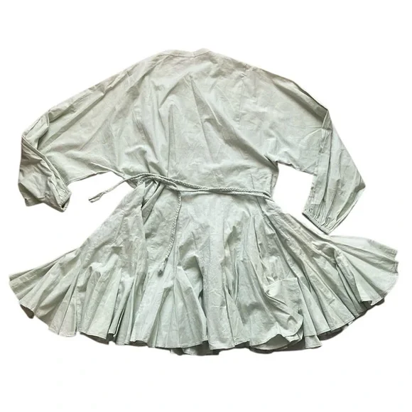 HP Rhode Emanne Cotten Voile Belted Pleated Mini in Green - Picture 4 of 8